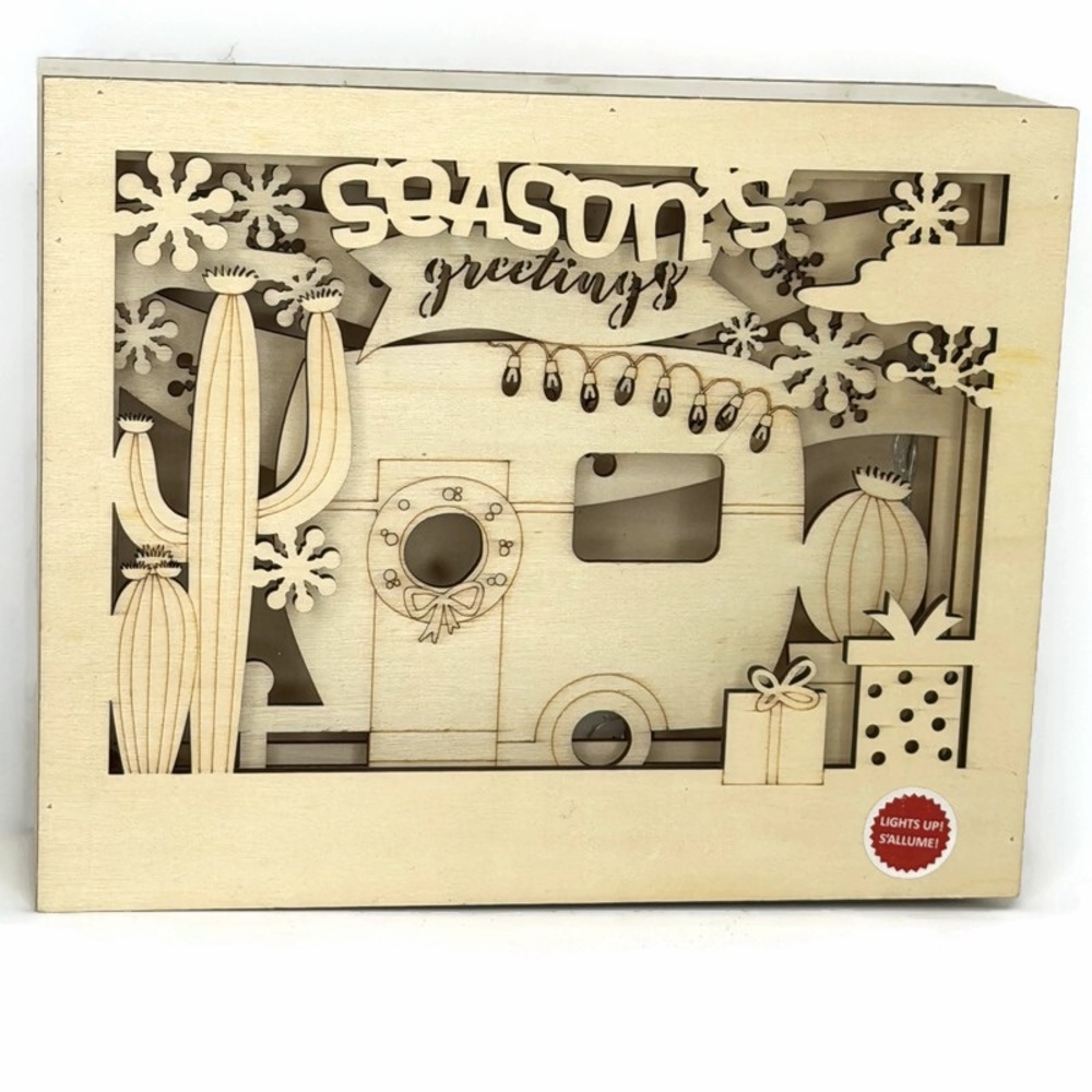 DIY Light Up Wood Decor Season’s Greetings